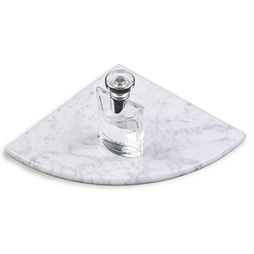 9'' Natural Marble Corner Shower Shelf for Bathroom, Marble Corner Shelves for Bath Wall Mounted Both Side Polished (9"X9"X 5/8" Carrara White)