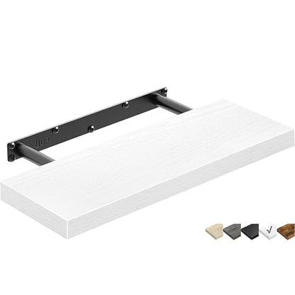 QEEIG Floating Shelf for Wall Bathroom Shelves Bedroom Kitchen Living Room Farmhouse Small Book Shelf 16 inch Set of 1, White (015-W1) - color: C. White, size: 15.7" x 6.7"