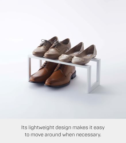YAMAZAKI Home Line Expanding Shoe Rack, Metal, Adjustable - Single, 6" - Steel - Holds 4 To 8 Shoes - color: White, size: Single