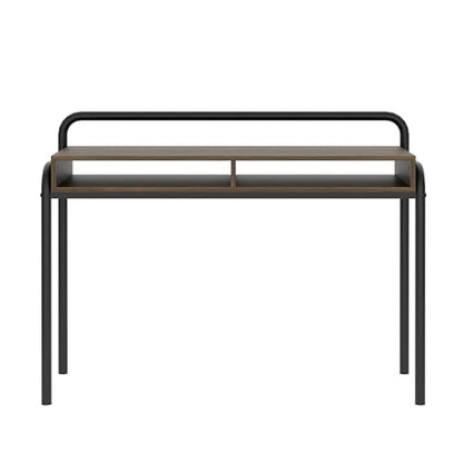 Techni Mobili Modern Office Desk with Storage - 46 Inch Classic Writing Table with 2 Open Shelves for Easy Access - Industrial Walnut Desk with Scratch Resistant Steel Frame Allure Collection | 46 Inch modern writing desk with 2 open shelves, scratch‑resi