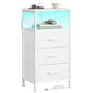 SONGMICS BELLAH Collection - Nightstand with Charging Station and App-Controlled Adjustable LED Lights, Bed Side Table, 3 Drawers and 1 Open Shelf, Modern, Cloud White and Snow White ULGS303WH01S - color: Cloud White + Snow White, size: 3 Drawers
