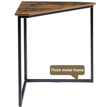 VECELO Ϲоrnеr Desk, Corner Tables for Living Room for Small Space Triangle Computer Desk with Steel Frame Ϲоrnеr Shelves with Metal Frame Ϲоrnеr Writing Desk for Workstation Brown 33.1"