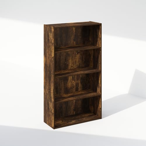 Furinno Simple Book Shelf, 4-Tier Bookshelf, Bookcase with Open Shelf, 9.4 x 23.6 x 41.7, for Living Room, Bedroom, Home Office, Amber Pine - color: Amber Pine, size: 4-Tier, Standard
