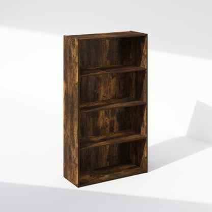 Furinno Simple Book Shelf, 4-Tier Bookshelf, Bookcase with Open Shelf, 9.4 x 23.6 x 41.7, for Living Room, Bedroom, Home Office, Amber Pine - color: Amber Pine, size: 4-Tier, Standard