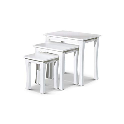 DTY Indoor Living 3-Piece Nesting Tables - Wooden Table Set of 3 for Living Room - Stackable Tables with Sleek White Finish for Stylish and Space-Saving Home Furniture - color: Boulder Design/White Finish