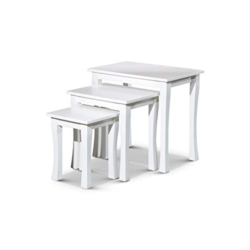 DTY Indoor Living 3-Piece Nesting Tables - Wooden Table Set of 3 for Living Room - Stackable Tables with Sleek White Finish for Stylish and Space-Saving Home Furniture - color: Boulder Design/White Finish