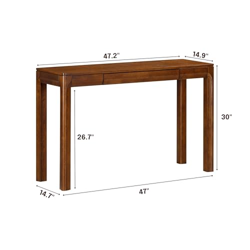 NTC Flow 47-Inch Console Table, Modern Solid Wood Entryway Table with Hidden Drawer, Waterproof & Heat Resistant, Narrow Table for Hallway, Living Room & Foyer, Dark Walnut - color: Dark Walnut, size: 47 Inch, style: Console