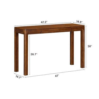 NTC Flow 47-Inch Console Table, Modern Solid Wood Entryway Table with Hidden Drawer, Waterproof & Heat Resistant, Narrow Table for Hallway, Living Room & Foyer, Dark Walnut - color: Dark Walnut, size: 47 Inch, style: Console