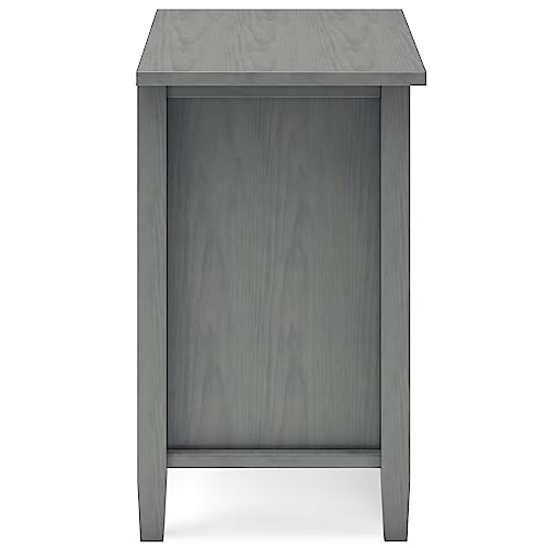 SIMPLIHOME Warm Shaker Bedside Table - 24 inch Wide Solid Wood Nightstand in Fog Grey, Transitional Bedroom Side or End Table with 2 Drawers, Open Shelf Storage and Brushed Nickel Hardware - color: Fog Grey