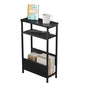 THUMEYE 7.1" Narrow Side Table for Small Spaces, 3 Tier Small End Table with Magazine Holder, Slim/Skinny Nightstand/Bedside Table for Living Room, Bedroom, 15.4" L x 24.2" H, Black - color: Black