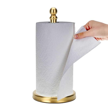 Gold Paper Towel Holder Countertop, Standing Paper Towel Roll Holder for Kitchen Bathroom, with Weighted Base for One-Handed Operation (Gold) - color: Gold
