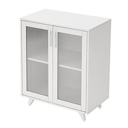Panana Kitchen Buffet Server Table Accent Sideboard Cupboard Server Buffet Console Table with Doors Cabinet (27inch, White) - color: White, size: 27inch
