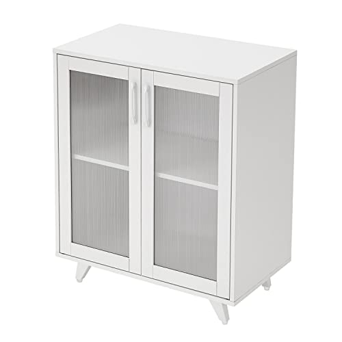 Panana Kitchen Buffet Server Table Accent Sideboard Cupboard Server Buffet Console Table with Doors Cabinet (27inch, White) - color: White, size: 27inch