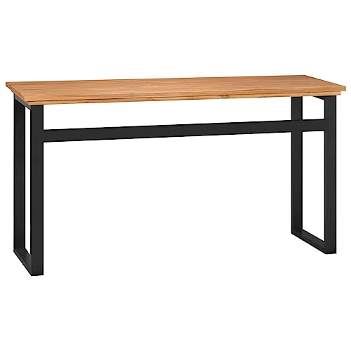 Solid Teak Wood Console Desk 47.2 Inch Rustic Computer Desk for Home Office with Sturdy Legs and Smooth Surface for Writing and Studying - size: 17.7 x 47.2 x 29.5 in (W x L x H)