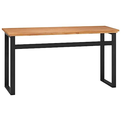 Solid Teak Wood Console Desk 47.2 Inch Rustic Computer Desk for Home Office with Sturdy Legs and Smooth Surface for Writing and Studying - size: 17.7 x 47.2 x 29.5 in (W x L x H)