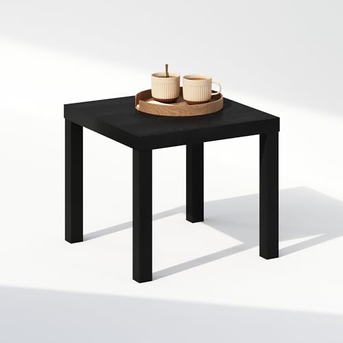 Furinno Classic Modern Coffee Table, Printer Stand, Black | 1.8" Triple Thick Square Tabletop, Side Table with 4 Legs, for Living Room, Bedroom, Home Office - color: Black, size: Square