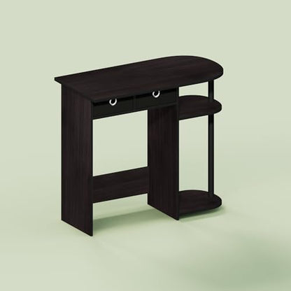 Ipoh Computer Desk, 32 Inch Writing Desk, Study Desk with Side Shelves and Bin Storage, for Home Office, Study Room, Mocha Charcoal - color: Mocha Charcoal