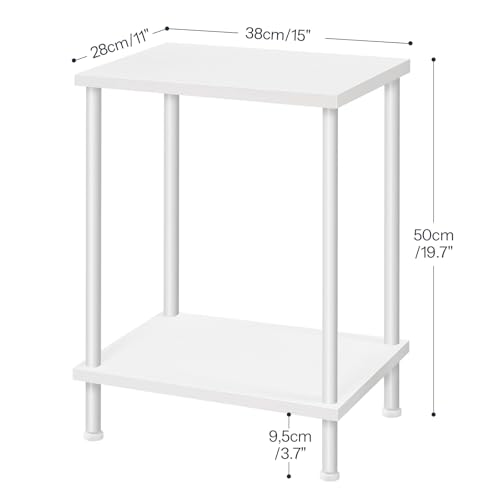 HOOBRO End Tables Set of 2, Small Side Table, Nightstand with 2-Layer Storage Shelves, Sofa Table for Small Spaces, Living Room, Bedroom, Stable Frame, Easy Assembly, White WW09BZP201 - color: White