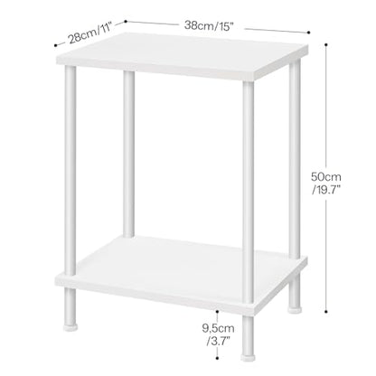 HOOBRO End Tables Set of 2, Small Side Table, Nightstand with 2-Layer Storage Shelves, Sofa Table for Small Spaces, Living Room, Bedroom, Stable Frame, Easy Assembly, White WW09BZP201 - color: White