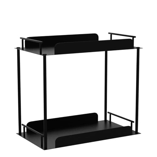 2-Tier Standing Rack Countertop Storage Shelf, Organizer Holder - color: Black
