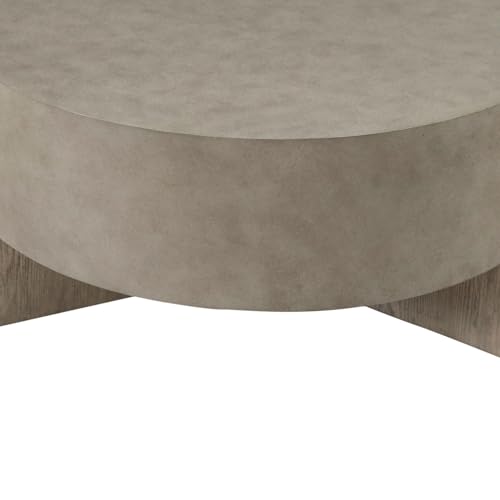 Liberty Furniture Affinity Round Cocktail Table for Living Room - Dusty Taupe Faux Concrete Tops - size: Round Cocktail Table