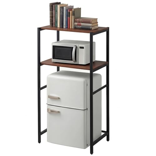 Colingmill 2 Tier Black Tier Mini Fridge Stand with Storage for Dorm Over Mini Fridge Multipurpose Storage Shelf Rack Standing Organizer for College Rooms Kitchen Pantry, Home, and Offices, Coffee - color: Black, style: 2 Tier