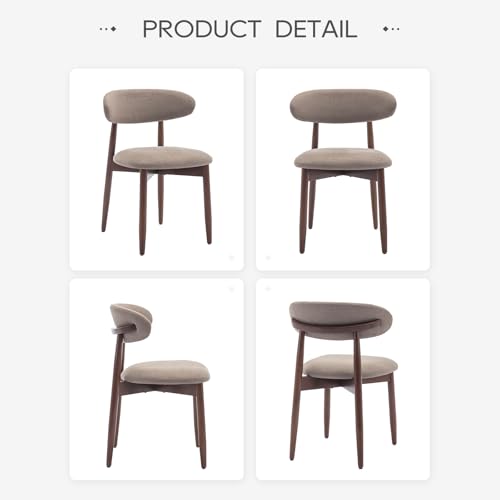COLAMY Wooden Dining Chairs Set of 6, Modern Fabric Upholstered Kitchen Side Chairs, Farmhouse Dining Room Chair with Foot Pegs, Camel - color: Camel, size: Set of 6