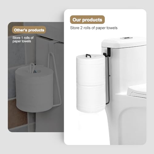 Black Bathroom Toilet Paper Roll Holder for 2 Roll Tissue, Brushed Nickel,Over The Tank Toilet Paper Holder,Self Adhesive Wall Mount,Stainless Steel Toilet Paper Holder Storage 2pcs - color: H:hold 2 Rolls Tissue(2pcs,black)