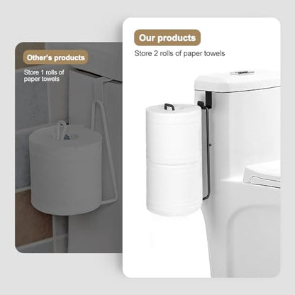 Black Bathroom Toilet Paper Roll Holder for 2 Roll Tissue, Brushed Nickel,Over The Tank Toilet Paper Holder,Self Adhesive Wall Mount,Stainless Steel Toilet Paper Holder Storage 2pcs - color: H:hold 2 Rolls Tissue(2pcs,black)