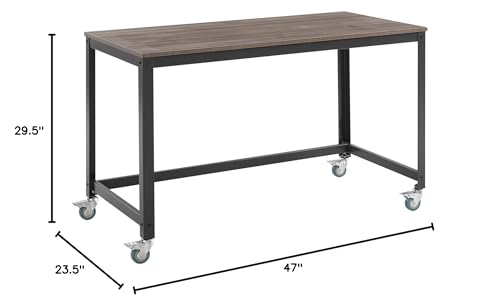 Modway Vivify Industrial Modern Computer Office Desk With Locking Casters - size: Computer Office Desk