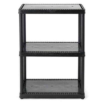 Gracious Living 33 Inch Heavy Duty 3-Shelf Light Duty Storage Shelf, Easy Assembly and Holds Up to 55 Pounds Per Shelf, Black - color: 3 Shelf - Black, size: 1 Pack