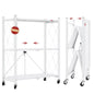 DEANIC 3 Tier Foldable Storage Shelves with Wheels, Kitchen Appliance Stand, Freestanding Metal Wire Shelf Rack, No Assembly Organizer Rolling Cart for Garage, Basement, Pantry(White) - color: White