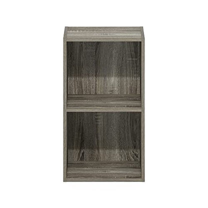 Furinno PASIR Book Shelf, 2-Tier Modern Bookshelf, Open Shelves Cube Bookcase, 9 x 12 x 21, Easy Assembly, Closed Back, for Living Room, Bedroom, Home Office, Grey Oak - color: Grey Oak, size: 2-Cube, 9 x 12 x 21