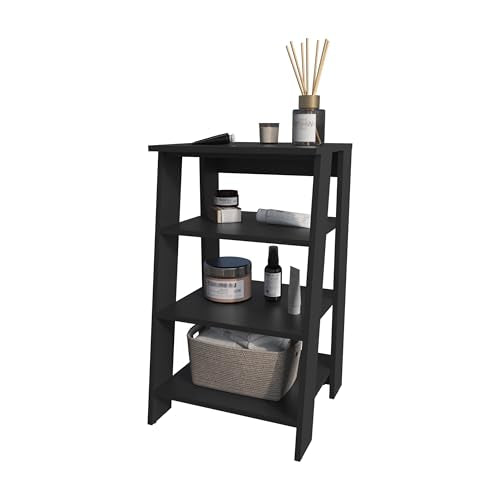 Freestanding Bathroom Shelf with Open Storage, Black