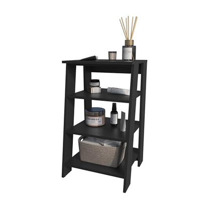 Freestanding Bathroom Shelf with Open Storage, Black