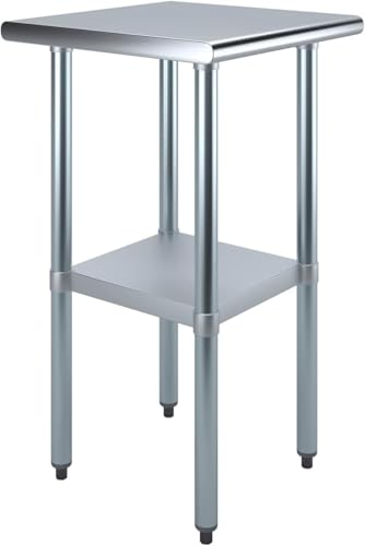 NSF-Certified Heavy-Duty Stainless Steel Prep Table – 20″ x 20″ Utility Workstation Table with Undershelf for Restaurants, Kitchens, Food Trucks - size: 20x20