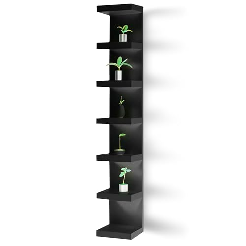 Home Stuff Wall Shelf Unit, 11 3/4x74 3/4,Use Fixing Devices Suitable for The Walls in Your Home. (2 x Black) - color: 2 X Black