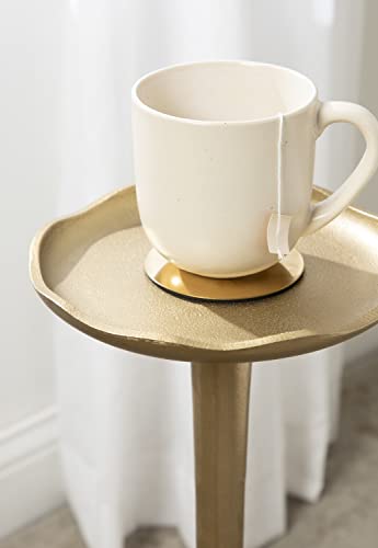 Kate and Laurel Alessia Modern Decorative Metal Drink Table; 8 x 8 x 22; Gold; Stunning Cast Aluminum Pedestal Plant Stand with Rough Texture and Deckled Edge - color: Gold