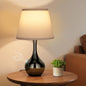 Seealle Touch Table Lamp for Bedroom, 3-Way Dimmable Small Bedside Lamps for Night Stands with Wires, Gloss Black Desk Lamp for Kids Room, Office, Living Room, End Table(LED Bulb Included) - color: F. White Shade & Pearl-black Base
