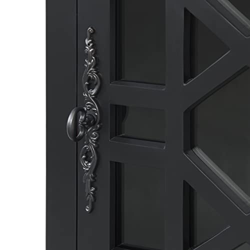 Martin Svensson Home Elegant Chairside End Table with Power — 24″W x 16″D x 25″H, Antique Black — Transitional Painted Accent Table with Flip-Top USB Charging, Drawer & Cabinet Storage - color: Antique Black