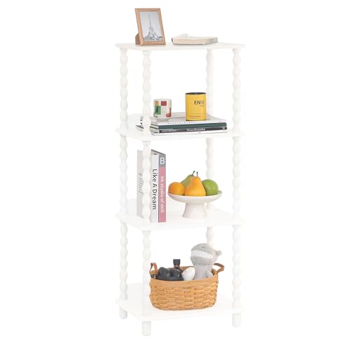 Fultyle Bookshelf, 4-Tier Bookcase with Open Shelves, Modern Book Shelf for Small Spaces, Bedroom, Living Room and Office with Solid Wood Legs (White) - color: White