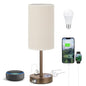 Touch Table Lamp - Beige, 3-Way Dimmable, USB A + C Charging, AC Outlet, 17.4inch Medium, Brown Metal Base - color: Beige - Brown, size: 17.4" Touch Control