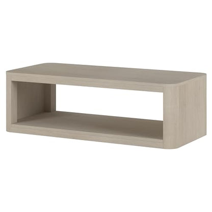 Henn&Hart 47" Rectangular Low-Profile Coffee Table with Open Storage Shelf for Living Room, Family Room, or Office, Beech White - color: Beech White