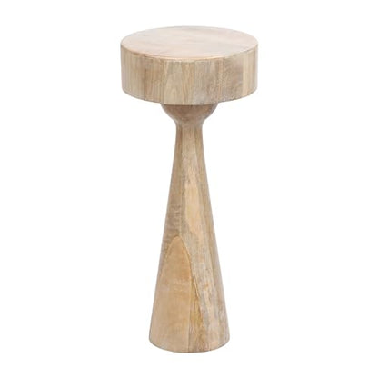 Kate and Laurel Solbrett Transitional Sophisticated Round Drink Table; 10 x 10 x 22; Natural Wood; Sculptural Bedroom Nightstand with Unique Pedestal Table Design for Use as Indoor Plant Stand - color: Natural