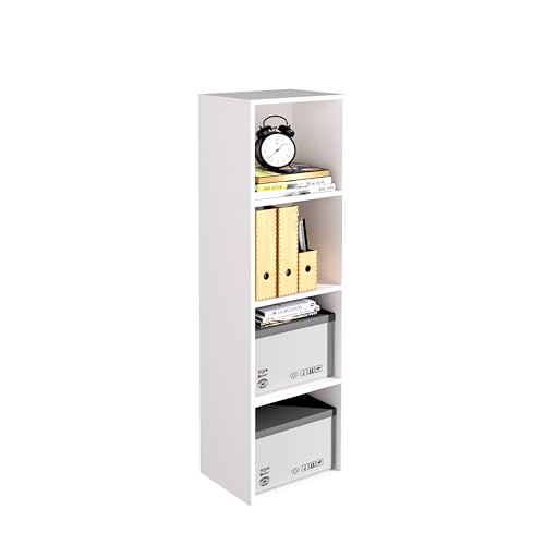 Wooden 4 Cube Storage Organizer, 4 Tier Storage Cubes Storage Display Cubby, 42 Inch Tall Versatile Cubes Shelf and Cubby Organizer for Any Space (White, 4 Cube-W(11.8inch) - color: White, size: 4 Cube-W(11.8inch)