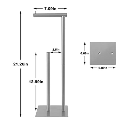 Toilet Paper Holder Stand Silver Toilet Paper Roll Holder for Bathroom, Freestanding Metal TP Holder with Reserve Toilet Tissue Storage Shelf, Holds Up to 4 Rolls of Paper - color: Silver