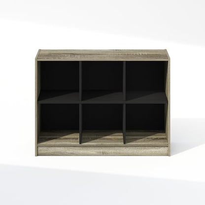Furinno Basic Book Shelf, 3x2 Bookshelf, Cube Organizer Cabinet Bookcase with Shelf Storage, 11.9 x 31.6 x 23.6, for Living Room, Bedroom, Home Office, French Oak - color: French Oak