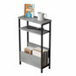 THUMEYE 7.1" Narrow Side Table for Small Spaces, 3 Tier Small End Table with Magazine Holder, Slim/Skinny Nightstand/Bedside Table for Living Room, Bedroom, 15.4" L x 24.2" H, Gray - color: Grey