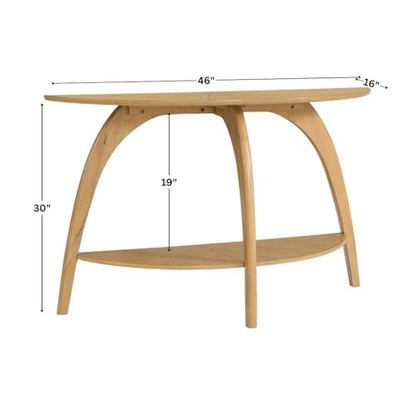 Martin Svensson Home LAX Mid Century Wood Sofa Console Table, Blonde | Retro Modern, Half-Moon Table with Lower Shelf, for Living Room or Entryway - color: Blonde