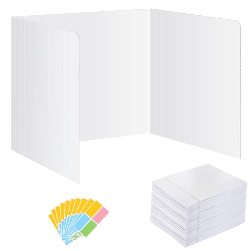24 Pack Privacy Shields for Student Desks, Privacy folders for Student Testing Desk dividers- Includes Extra Labels - color: White, size: 24 Pack